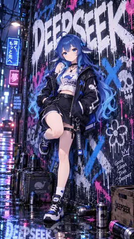 落書きが好きなクジラの DeepSeekちゃん。
