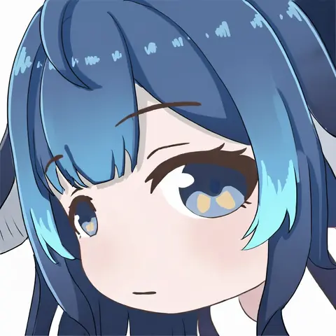 DeepSeek娘侧脸特写：深蓝短发上点缀浅蓝鲸鱼斑纹，头侧露出鲸鳍状耳饰，金色瞳孔微微瞥向一侧，仅以一条短横线作嘴，神情冷淡。
